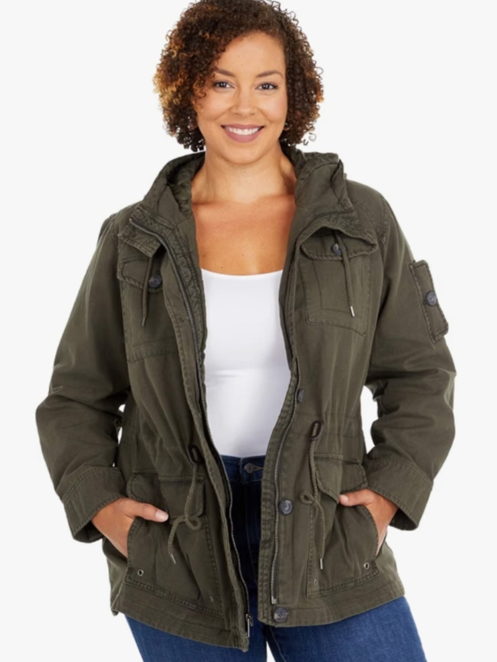 Levi's Plus Size Women 4X Oive Green Utility Military Jacket Chore Coat Gorpcore